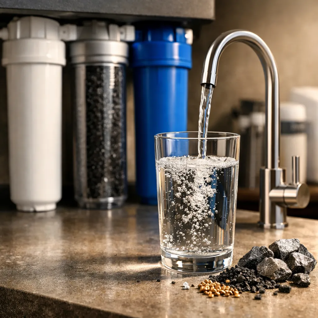 Purificateur et système de filtration d'eau contre le chlore et les métaux lourds